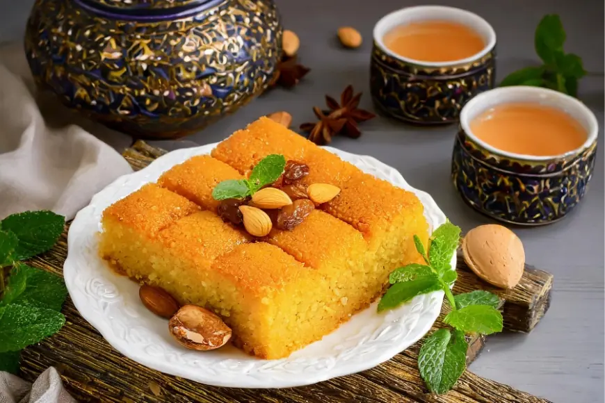 طريقة عمل البسبوسة بالزبادي والسمنة