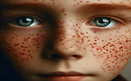 بقع حمراء مثل النمش حول العين عند الأطفال